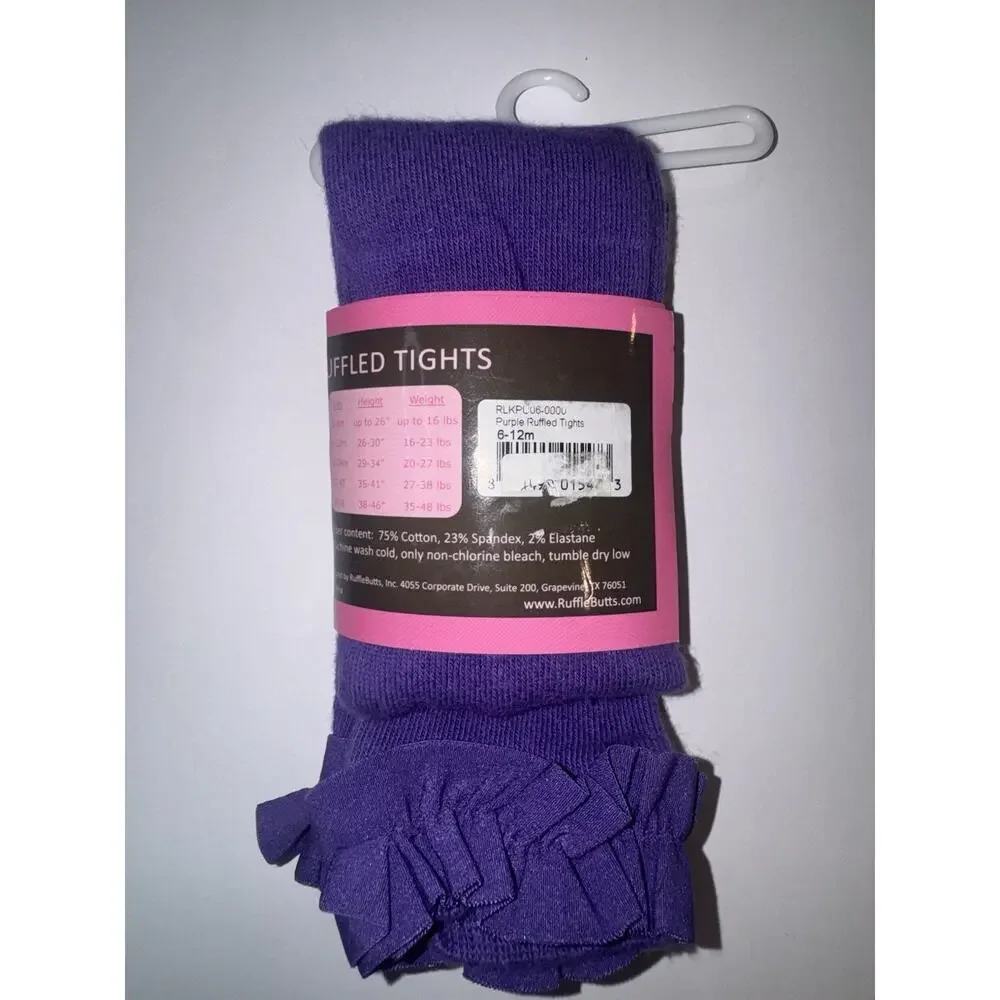 RuffleButts Purple Ruffled Tights Baby Girls 6-12M NWT Cotton Blend